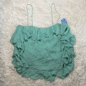 Spaghetti Strap Ruffle Blouse